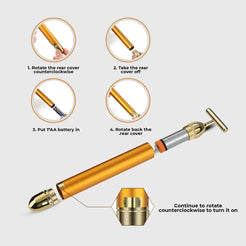 24K Gold Energy Beauty Bar Electric Facial Massage Roller